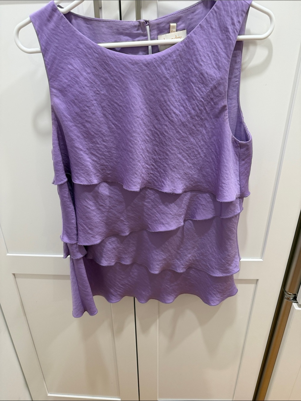 Laundry By Shelli Segal Lavender Tiered Ruffle Sleeveless Top